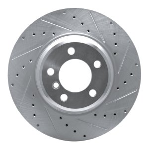 BMW 750LI Brake Rotor (1) - Front Right - R1 Concepts - Drilled & Slotted - Silver - `02-`08